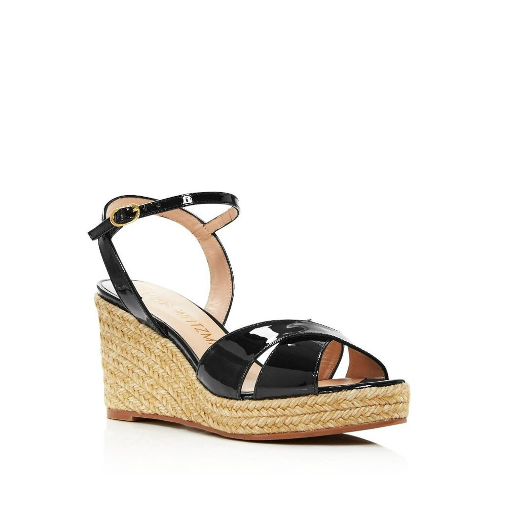 STUART WEITZMAN Womens Black Patent Leather Espadrille Shoes 9 M